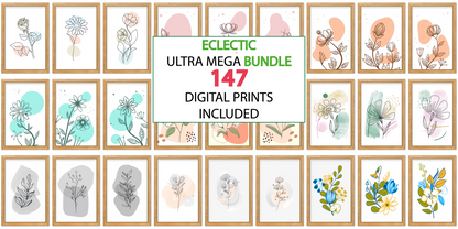 ECLECTIC MEGA BUNDLE, 147 Eclectic Floral Wall Art Prints